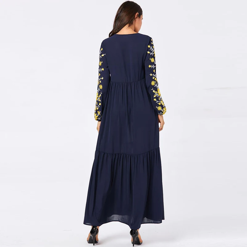 Vestidos abaya Арабский мусульманский платье хиджаб женские Caftan Tesettur Elbise исламский, арабский черное платье макси одеяние мусульмане Longue