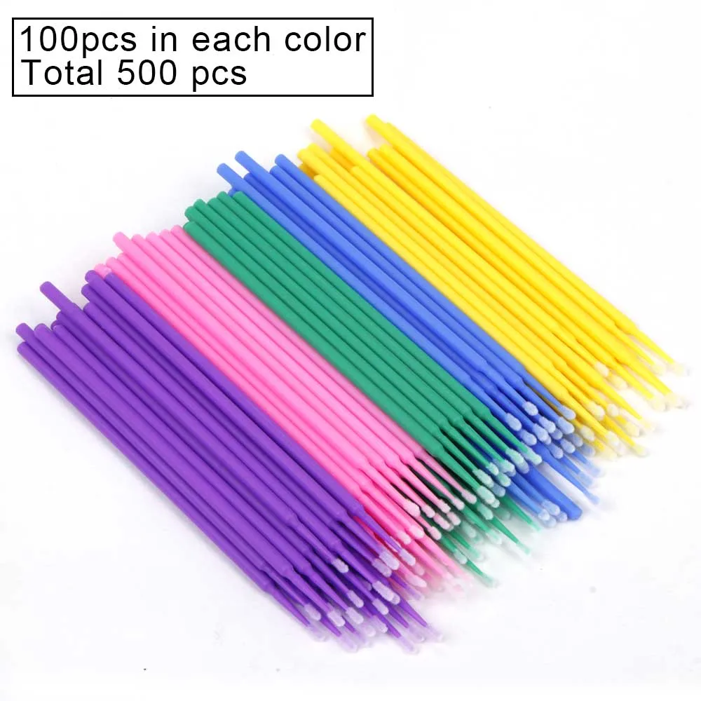500pcs mixing Макияж 500/1000 шт, микрощетки для ресниц, Индивидуальные ресницы, одноразовые ресницы, ресницы для наращивания, очищающие тампоны для удаления, микро набор - Цвет: 500pcs mixing