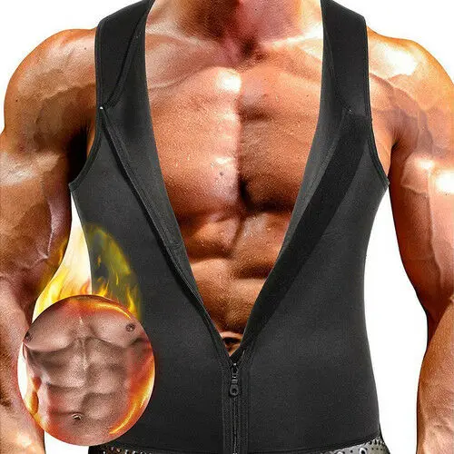 

Plus Size Men Sweat Vest Body Zipper Shape Thermo Slimming Sauna Suit Weight Loss Shapewear Ultra Neoprene Tight-fitting Trainer