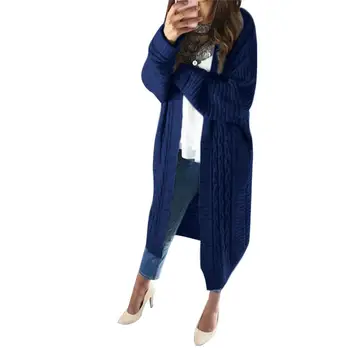 

Autumn Winter Women Cardigan Solid Color Women Warm Open Front Knit Sweater Coat Long Cardigan Long Style