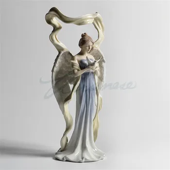 

EUROPEAN CREATIVE UNDERGLAZE CERAMIC ANGEL PIGEON GIRL ART SCULPTURE FIGURE STATUE CRAFT HOME DECORATION BIRTHDAY GIFT R3397