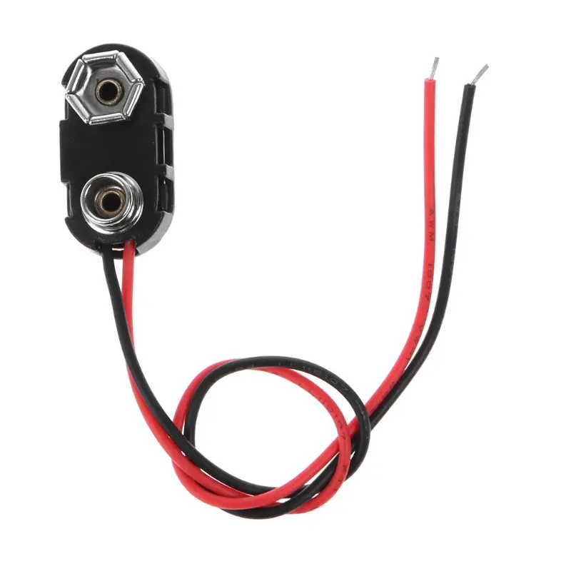 

PP3 9V Battery Clip Connector I Type Tinned Wire Leads 150mm Black Red