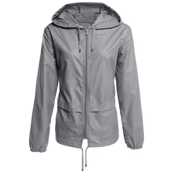 

Women Lightweight Rain Jacket Outdoor Packable Waterproof Hooded Zip Raincoat Fashion Hiking Clothes