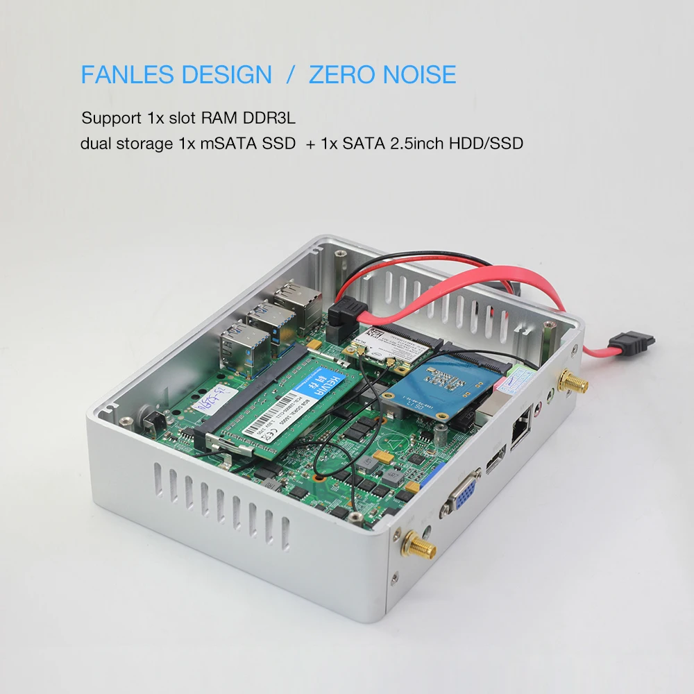 Недорогой мини ПК Intel Core i5 7200U 4210Y i3 7100U i7 5500U без вентилятора Windows 10 DDR3L WiFi HDMI VGA HD Graphics