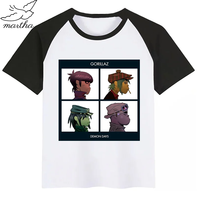 Gorillaz/милая детская футболка в стиле рок-группы; детская одежда с короткими рукавами; вечерние футболки с забавными рисунками для мальчиков и девочек