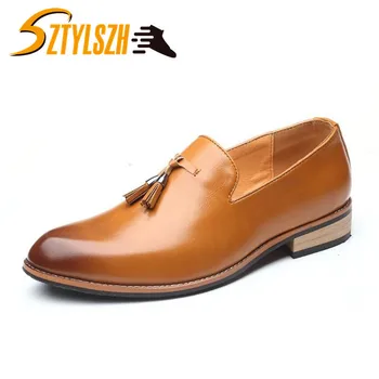 

Plus Size 38-47 New Fashion Classical Leather Gentleman Shoes Men Business Driving Shoes Handmade Tassel Glossy Oxford Shoes