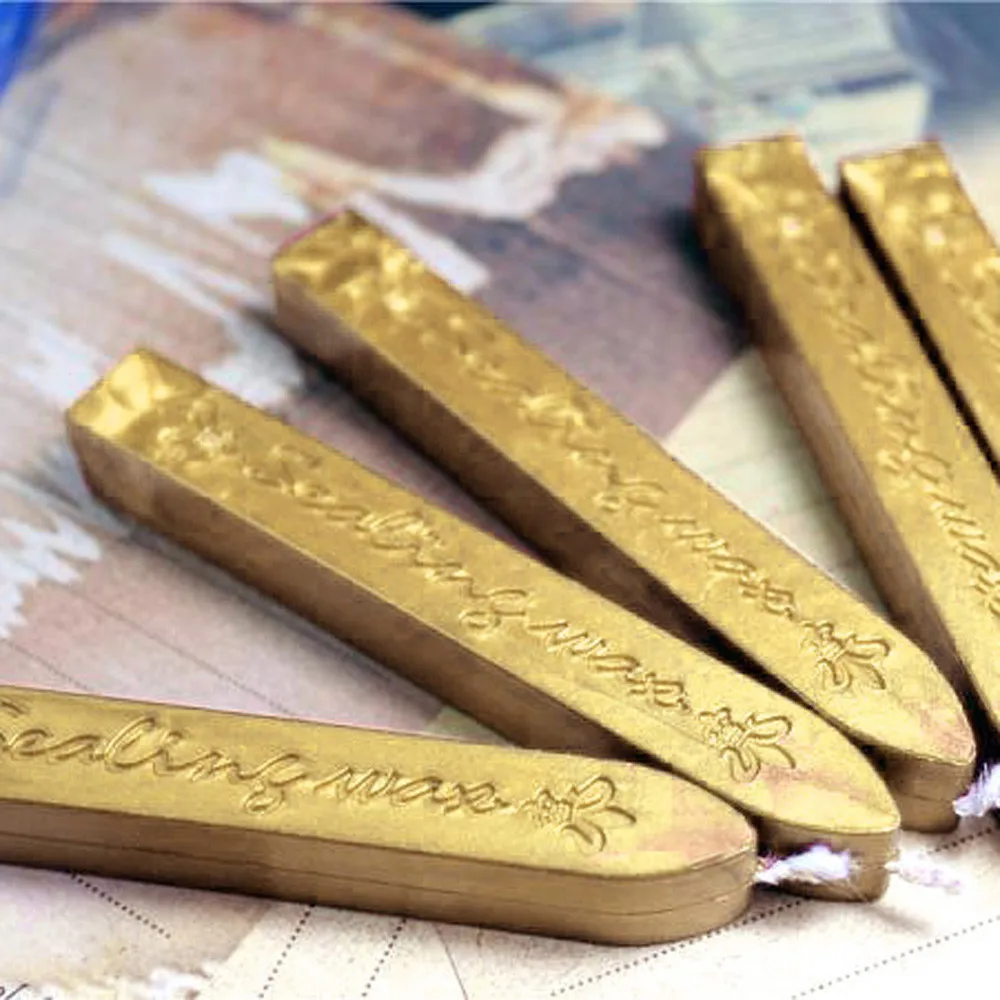 Office Products 2Pcs Vintage Gold Manuscript Sealing Seal Wax Sticks Wicks For Postage Letter