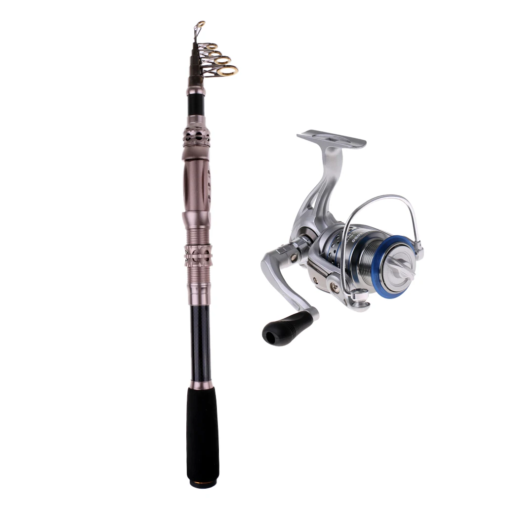Fishing Rod Combos Spinning Pole + Reel Telescopic Travel Portable Fish Kits