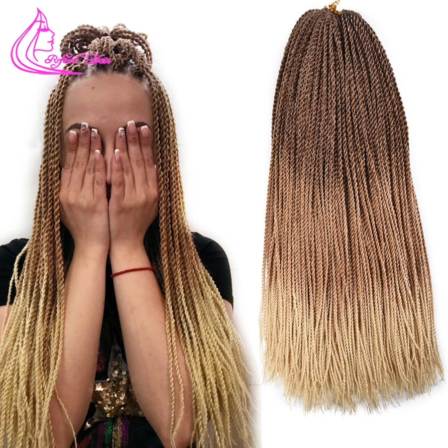 Утонченный Коричневый Золотой цвет крючком Сенегальские закрученные косички волосы синтетические волосы для африканских косичек Омбре плетение волос для наращивания