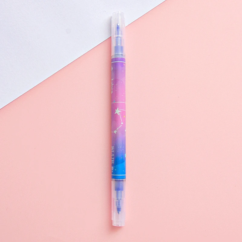 Цветной Звездный двухглавый маркер, милый рукописный маркер, акварельный маркер, ручка для рисования, принадлежности для детей, 1 шт - Цвет: Синий