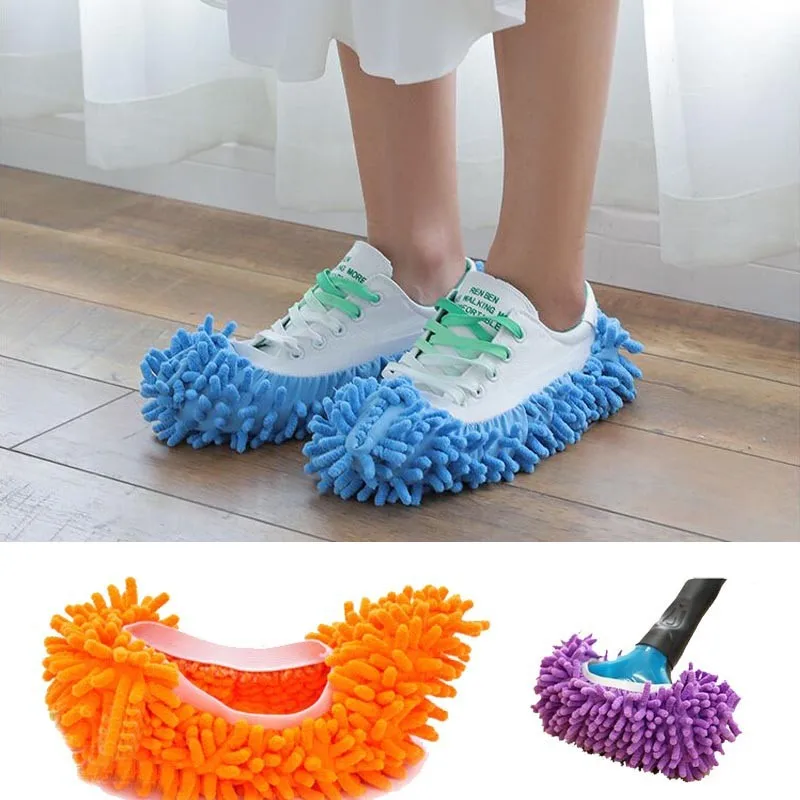 

Single Chenille Mop Wipe Slippers Shoes Lazy Shoe Mop Caps Set Convenient Dust Mop Slipper House Cleaner Shoes Cover Y20