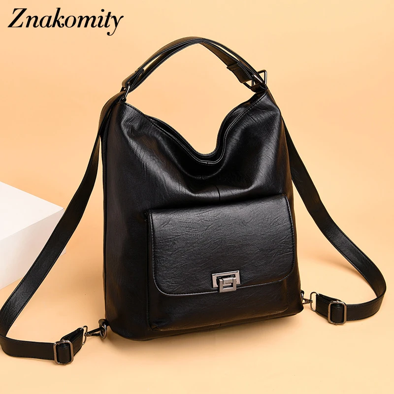 

Znakomity Women Travel Backpack Large Capacity Korea Style Cow Leather Bag Woman Brown Casual Backpack for School Teenagers Girl