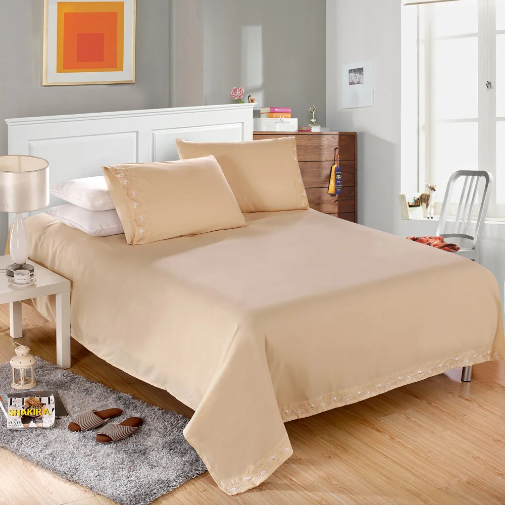 

Home Textile Satin Silk Bed Sheet Set Solid Bedding Set 4 Pcs Flat Sheet Fitted Sheet Pillowcase King Queen Twin Full Size