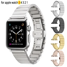 Браслет со звеньями из нержавеющей стали для Apple Watch 44 мм ремешок iwatch 5 4 40 мм Смарт-часы аксессуары петля 42 мм 38 мм