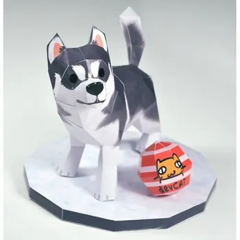 

Husky Dog 3D Paper Model DIY Cartoon Three-dimensional Animal Paper Mold Kindergarten Handmade Children's Educational Toy Model