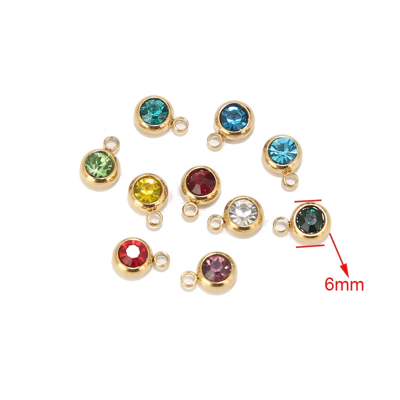 10db Rozsdamentes Acél birthstone charms gyöngyök számára Nők ékszer Gyártás