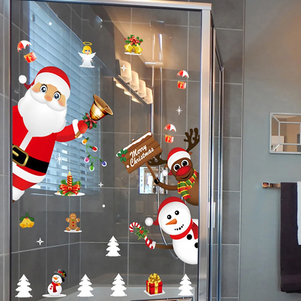 DIY рождественские 3D настенные наклейки для декора гостиной Рождественский Клаус оконные стеклянные лосиные наклейки s плакат декоративные пленки Рождественская елка