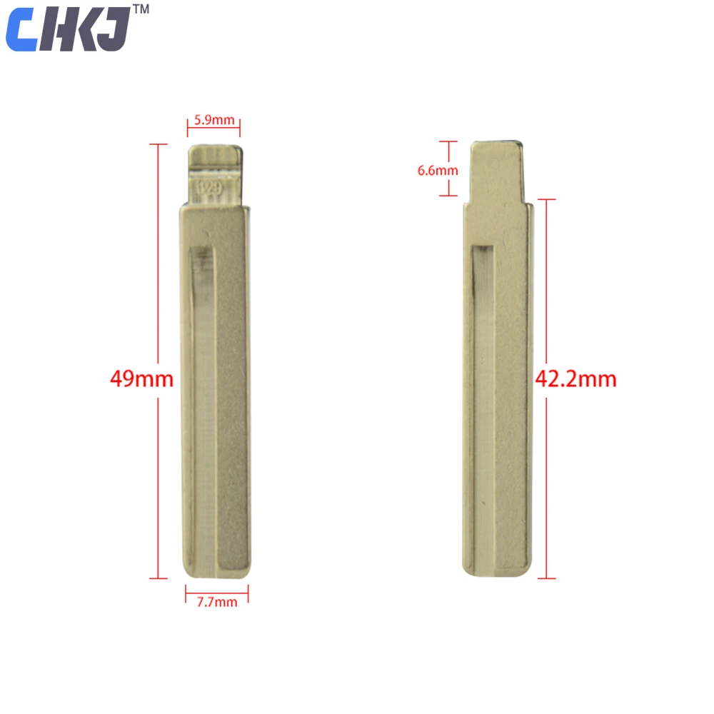 

Металлический пустой откидной ключ CHKJ, 10 шт., #129 #130, неразрезанный, KD, лезвие для H-yundai, для автомобиля Kia, дистанционный ключ, заготовка HY20, правое левое лезвие