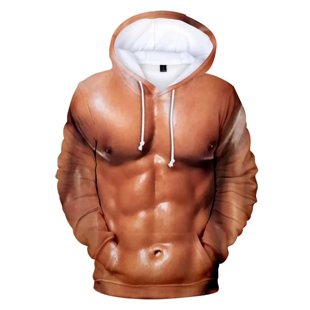 

Fake Strong Body Muscle 3D lifelike Printed Oversized Men's Hoodies and Sweatshirts Streetwear Hip Hop Funny Hooded Men Outwear