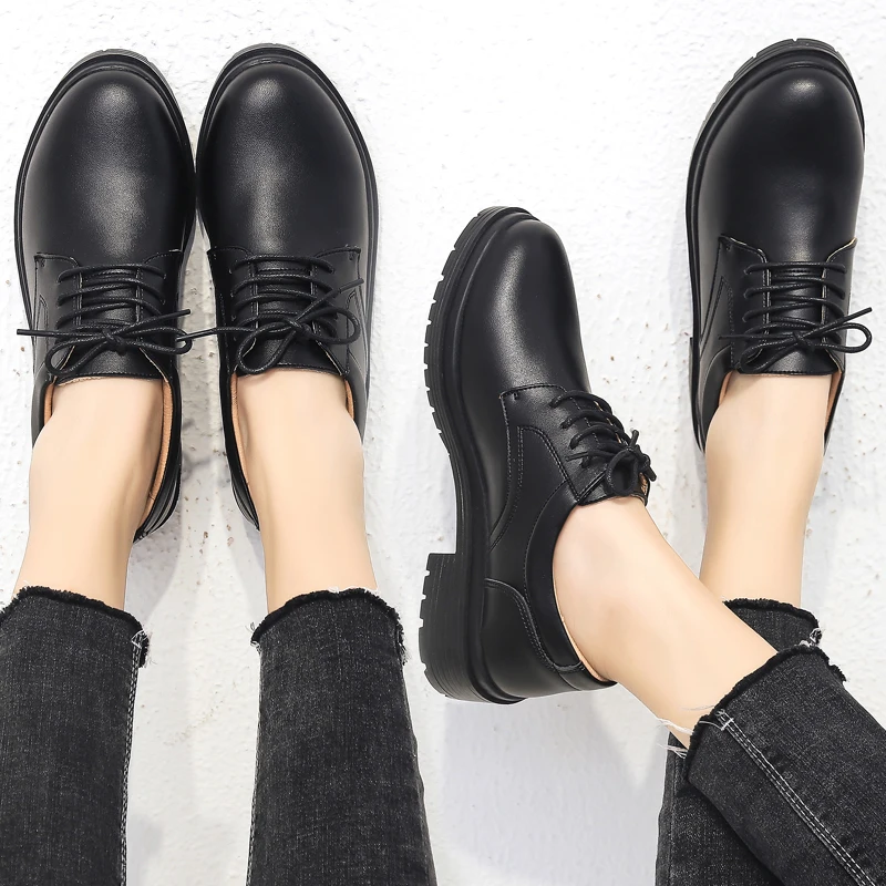 

Damyuan 2020 New Flats Women's Shoes British Leather Spring Ladies Lace Up Non-slip Wear-resisting Outdoor Walking Shoe