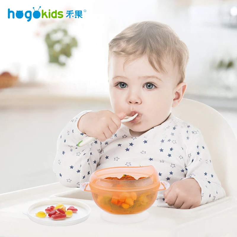 Hogokids набор детской чаши, тренировочная чаша, столовая посуда, обучающее блюдо на присоске, Детские тренировочные столовые приборы, чаша с крышкой, подарочная коробка