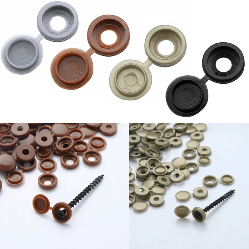 100Pcs Hinged Plastic Screw Fold Snap Protective Cap Button Nuts Cover Bolts Protect Self tap
