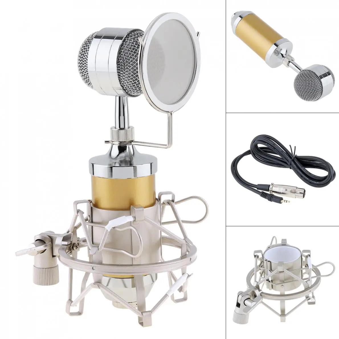 

Professional BM8000 Recording Condenser Microphone with 3.5mm Plug Stand Holder and Large Diaphragm Head for Audio Recording/KTV