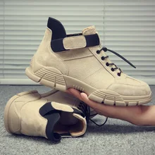 Осенняя мужская Рабочая обувь с низким вырезом Модные прогулочные ботинки в британском стиле Повседневная Спортивная мужская обувь из кожи высокого качества ZM-100