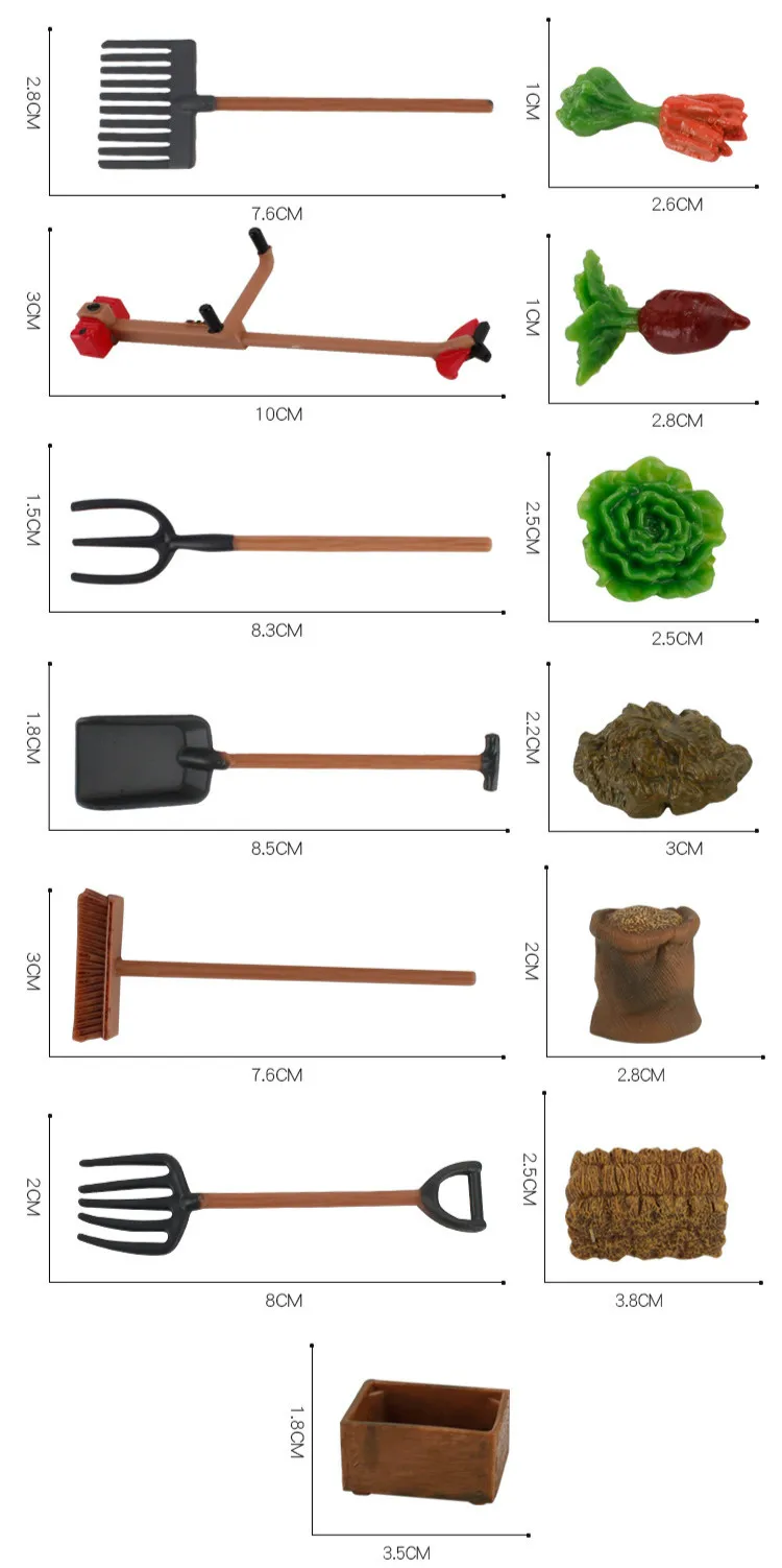 1/25 escala mini fazenda ferramenta decoração sence modelo jogar brinquedo