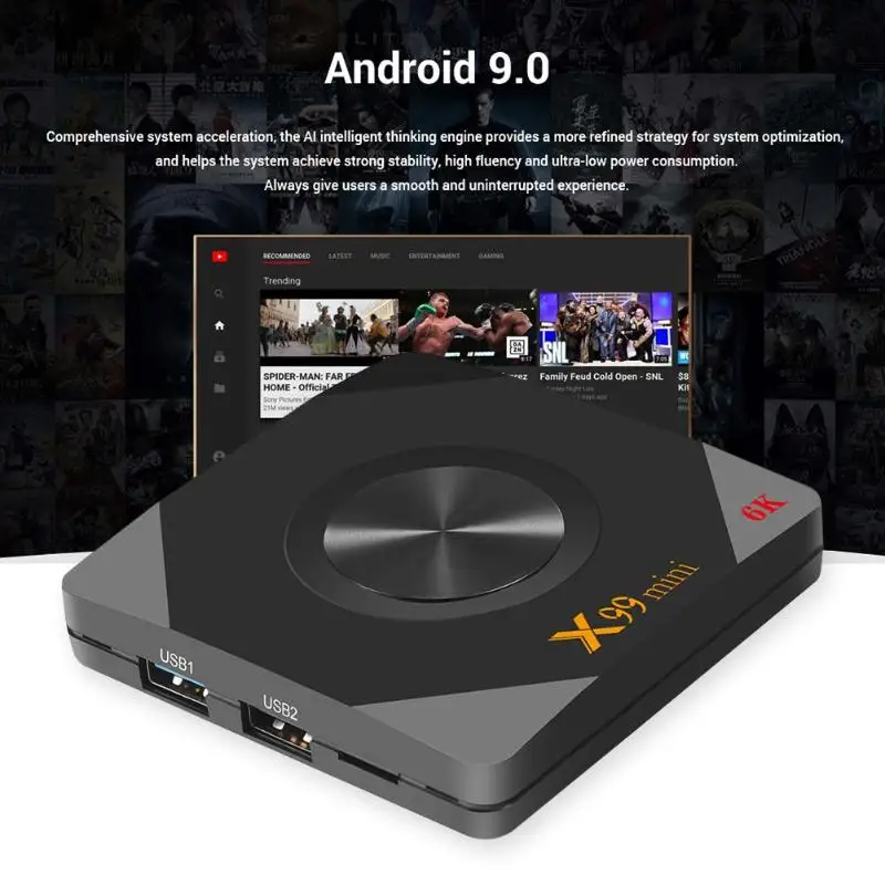 X99mini ТВ коробка 4 Гб+ 64 ГБ Android 9,0 H6 четырехъядерный 2,4G/5G WiFi телеприставка