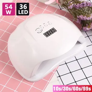 

54/36W UV LED Nail Dryer Gel Polish Curing Lamp with Bottom Timer LCD Display Quick Dry Lamp For Nails Manicure Tools