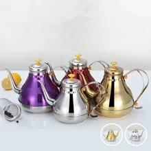 Золотой чайный горшок из нержавеющей стали с ситечком, кофейники, европейский стиль, ручная промывка, Дворцовый чайник, тонкий рот, чайный кувшин для воды