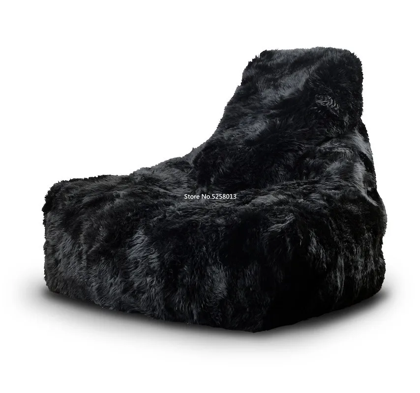 Большой остров дизайн bean мешок меховой шезлонг, элегантный и высокий теплый мягкий beanbag дивана подушки - Цвет: black C