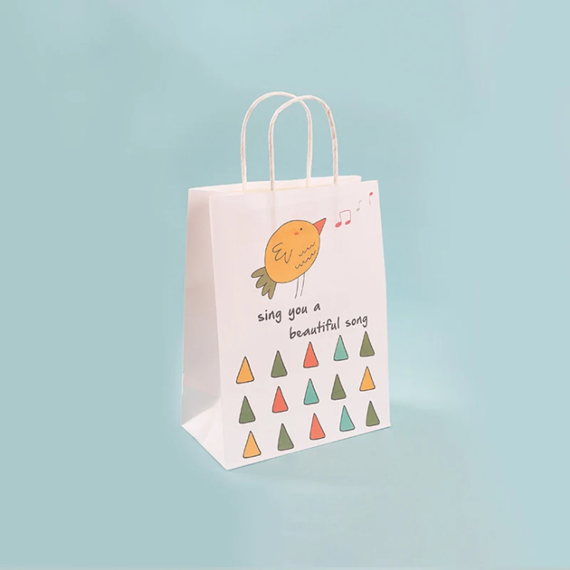 Bird 40 шт сладости Подарочная сумка мультфильм сумки для покупок белого цвета с животным домом DIY многофункциональная перерабатываемая упаковочная бумажная сумка с ручкой - Цвет: Bird