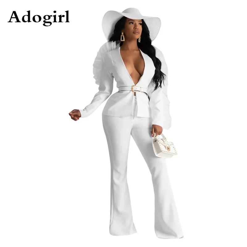 

Autumn Mesh Patchwork Two Piece Set V Neck Blazer Top + Wide Leg Pants Women Sets Office Lady Outfit uniform Bussiness Outfits