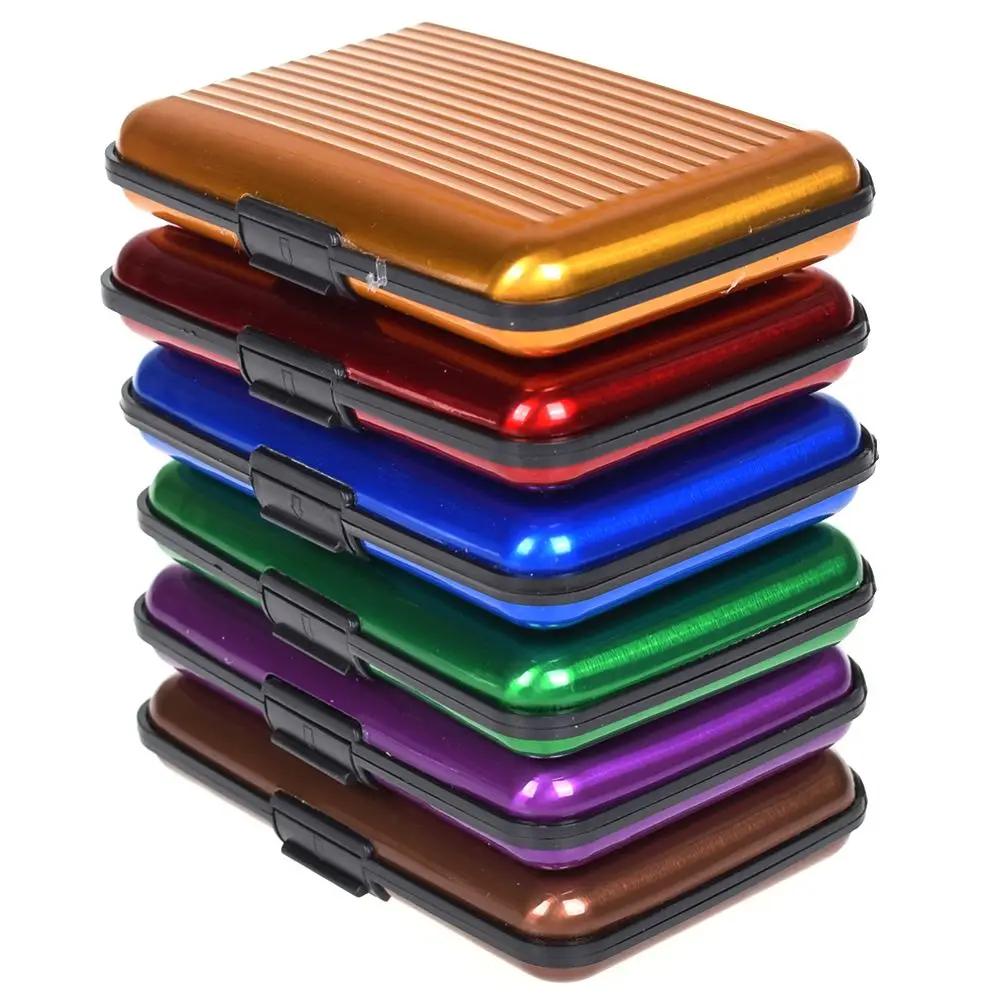 1pc de moda de Metal tarjeta de crédito de bolsillo de tarjeta de identificación de funda, soporte cartera Caja Mini Antimagnetic de aluminio a prueba de agua titular