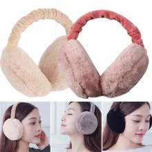 Женские Полный объемный Наушники накладные складные наушники Регулируемая Защита ушные Теплые искусственный мех ЗИМА
