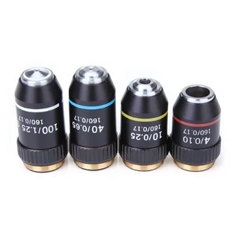 

4Pcs 4X 10X 40X 100X 195 Biological Microscope System Biological Microscope Laboratory Achromatic Objective Lens