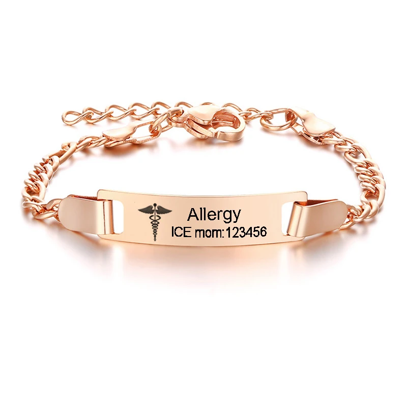 Браслет-цепочка унисекс из нержавеющей стали розовое золото с выгравированным