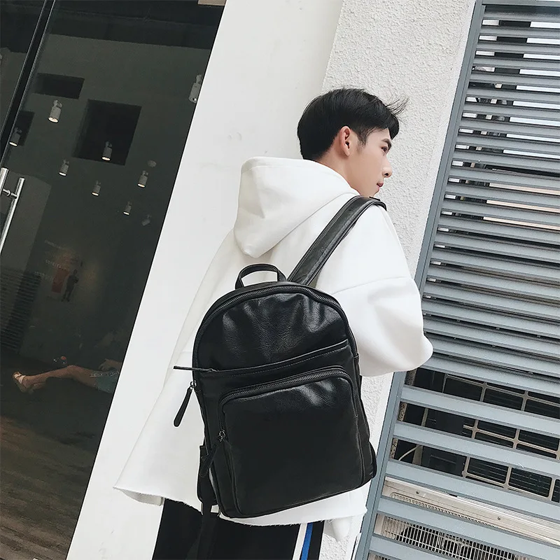 

Trend Korean PU Youth Leisure Travel Bag Student Backpack