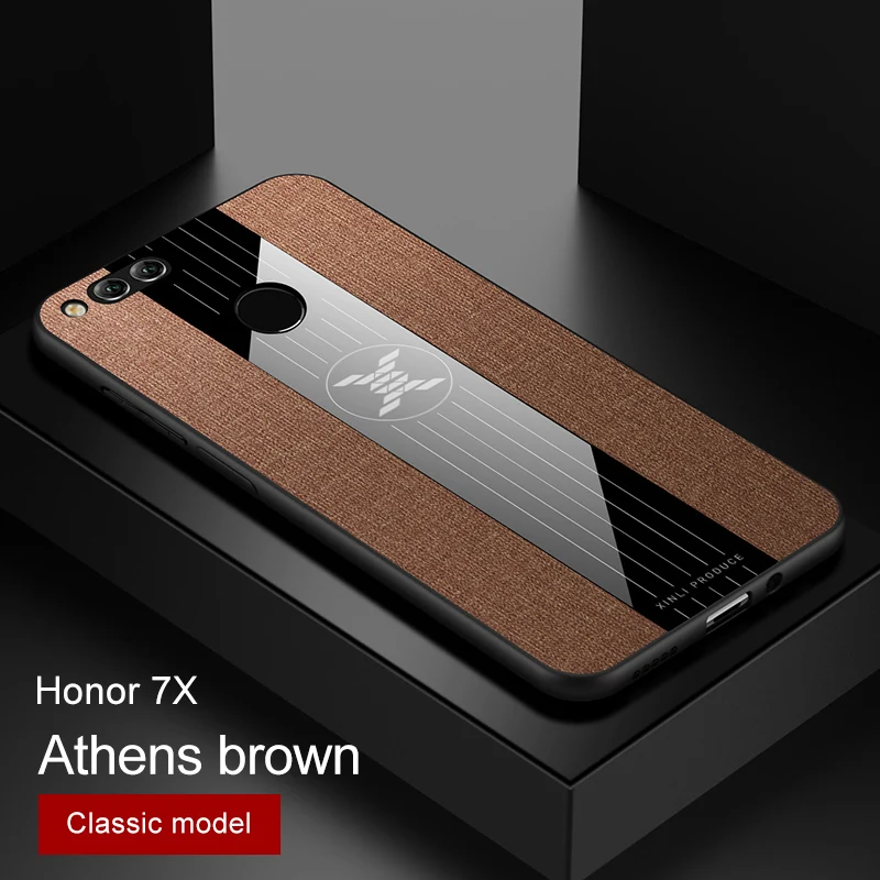 Чехол для huawei Honor 7X, Роскошный Жесткий тканевый чехол с кольцом и подставкой, тонкая защитная задняя крышка на магните для huawei Honor 7X5,93 дюймов, чехол - Цвет: Brown 2