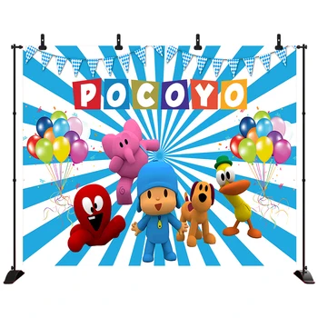 

Acejoker Cartoon Photo Backdrops Pocoyo theme Children Birthday Party Colorful Balloons Photographic Backdgrounds for Studio