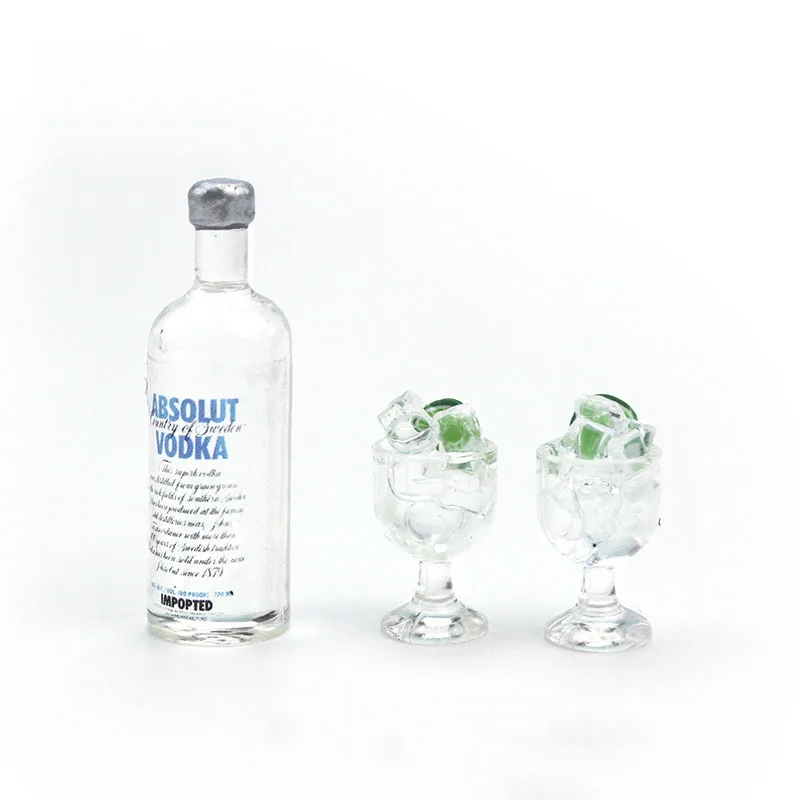 Dolls House Miniature Representation of a Bottle of Vodka and 2 Glasses SK115 