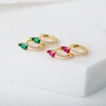 

delicate minimal small cz huggie hoop earring waterdrop cz colorful fashion girl women cute earrings