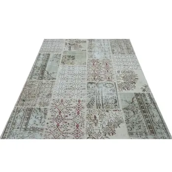 

Handmade Beige Vintage Overdyed Patchwork Area Rug 160 X230 Cm-5'3''X7'7''