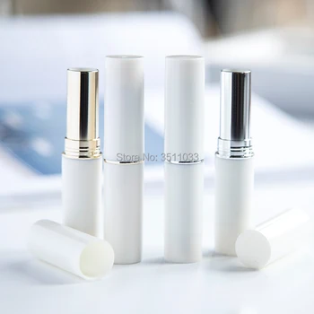 

Slim White Cosmetic Lip Balm Container Empty Lipstick Tubes Lip Makeup Tool Accessories DIY Gold Silver Lip Gloss Lip Rouge Tube