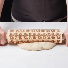 Рождество тиснение Скалка снеговик шаблон выпечки печенье торт тесто ролик высушенный ветром бука не легко деформируется