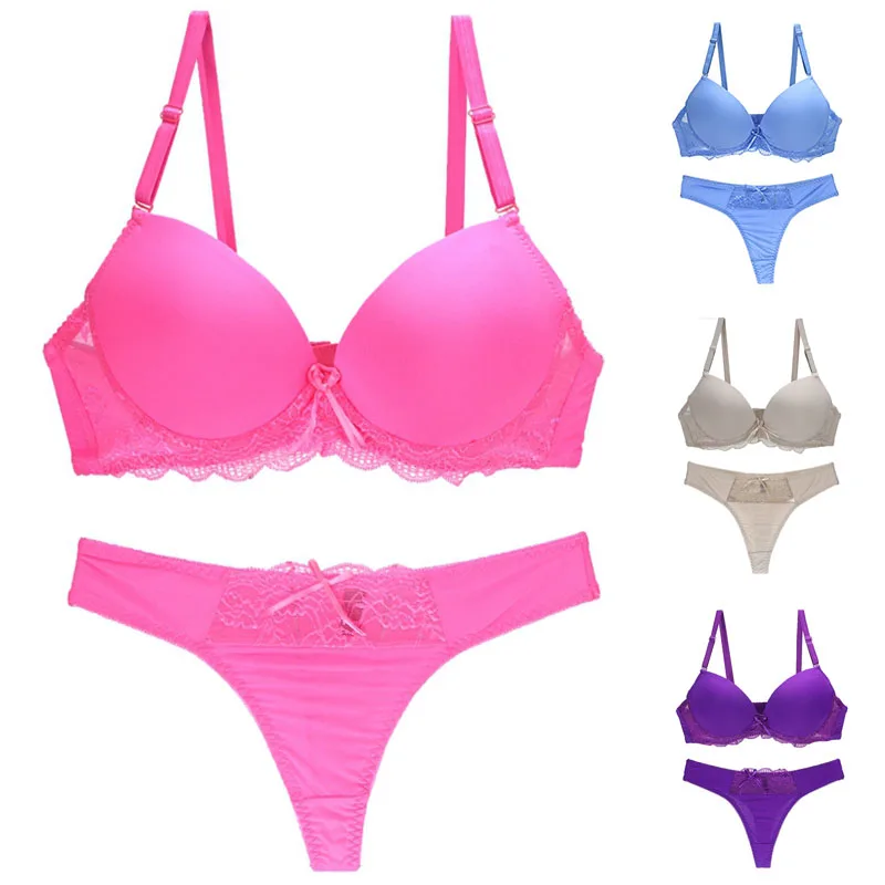 Nouvelle Seamless BCDE Cup Intimo donna Intimo Perizoma in pizzo Set lingerie Sexy Blu Rosa Viola Bianco Reggiseno slip_voghion.com