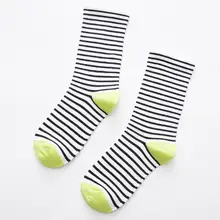 Женские однотонные хлопчатобумажные носки в полоску, тонкие полосатые гольфы, весенние, Осенние, зимние носки, короткие носки для девочек, гольфы, 6 пар/партия