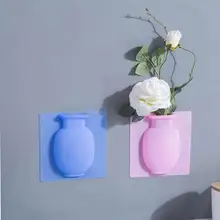 Силиконовая клейкая ваза, настенный цветочный горшок, растительный контейнер для домашнего офиса, аксессуары для декора, креативный силиконовый цветочный горшок, контейнер